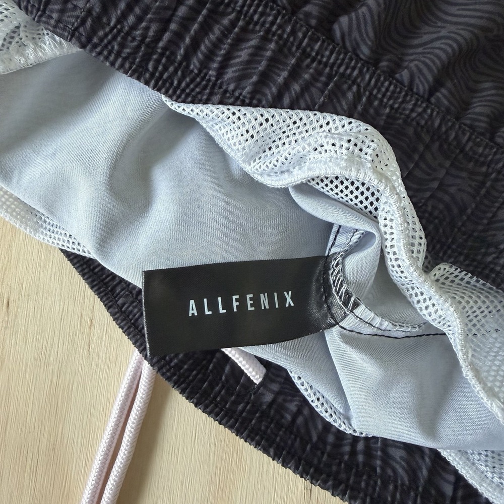 Allfenix Mens Trunks Swim Shorts Black Abstract Print with Pocket L - Picture 5 of 7